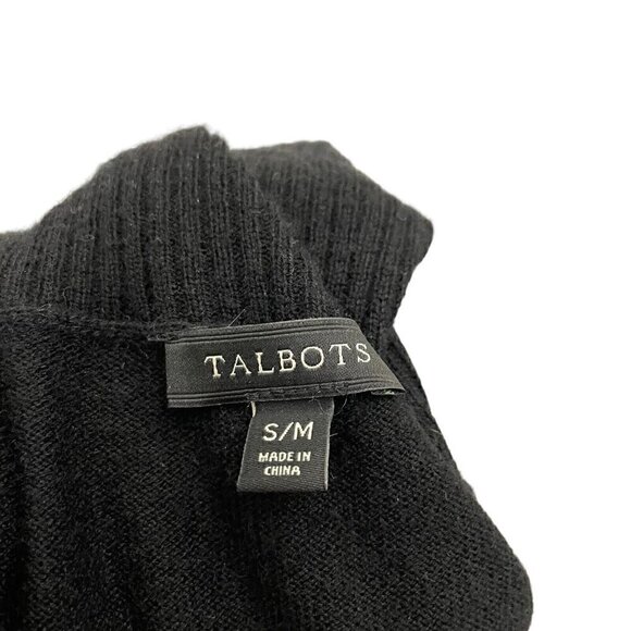 Talbots Lambswool Blend Dolman Sleeve Relaxed Turtleneck Sweater Black size S/M - Picture 6 of 7